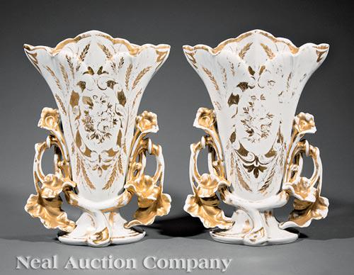 Paris Gilt-Decorated Porcelain Flare Vases (1 of 1)