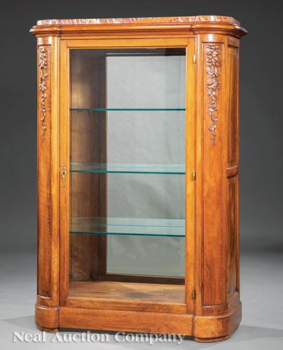 Belle Epoque Carved Walnut Vitrine (1 of 3)