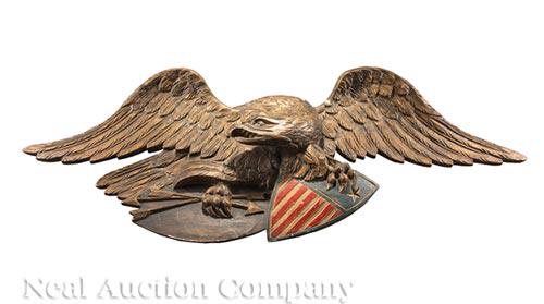 Carved and Polychromed Spreadwing Eagle Plaque (1 of 1)
