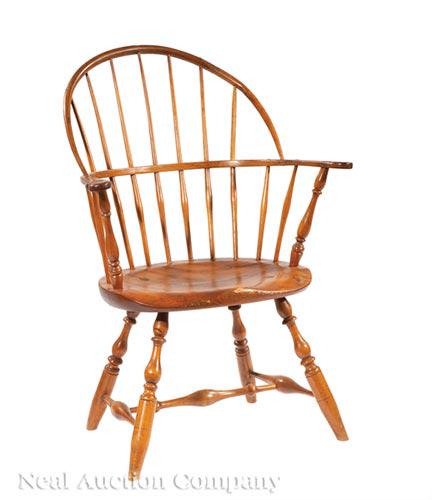 American Carved Oak Hoop-Bacl Windsor Chair (1 of 1)
