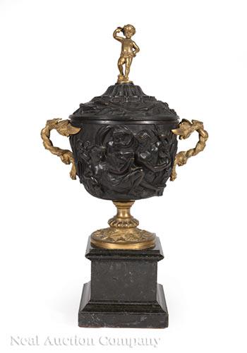 Gilt and Patinated Bronze Covered Urn (1 of 3)