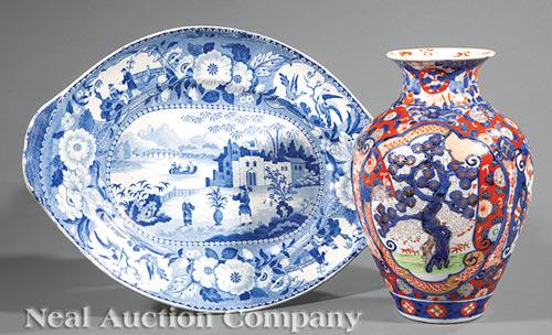 Ironstone Platter & Japanese Porcelain Vase (1 of 1)