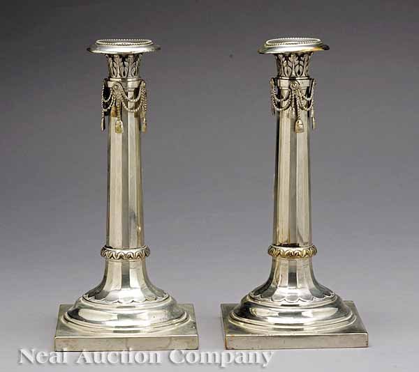 Pair of German Augsburg Silver Candlesticks, 1803