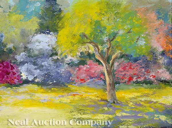 Frank Swift Chase (American, 1886-1958): Frank Swift Chase (American, 1886-1958), "Summer Landscape", oil on board, 12 in. x 16 in., signed lower left, attractively framed * NO RETURNS ARE ACCEPTED ON THE BASIS OF CONDITION * PLEASE READ ALL