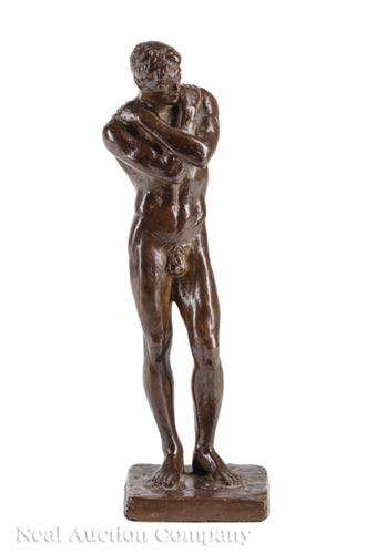 Richmond Barthé (American/Mississippi, 1901-1989): Richmond Barthé (American/Mississippi, 1901-1989), "Male Nude",bronze, signed and incised "Modern Art Fdry NY" on self-base, h. 9 1/4 in., w. 2 1/2 in., w. 2 1/2 in Provenance: Collection of Noted Pr