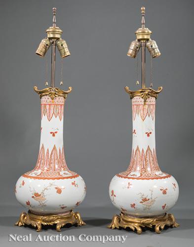 Chinese Red, Gilt Decorated Porcelain Bottle Vase (1 of 9)