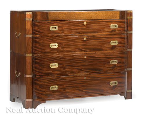 Brass-Mounted Mahogany Bowfront Campaign Chest (1 of 9)