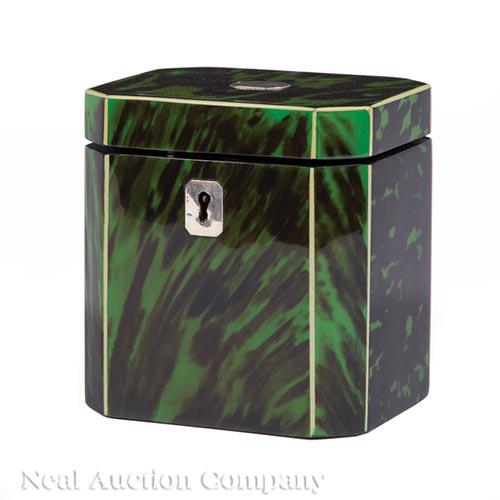 George III Green Tortoiseshell Tea Caddy (1 of 8)