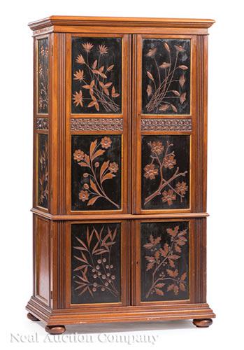 Ebonized, Carved and Parcel Gilt Walnut Cabinet (1 of 9)