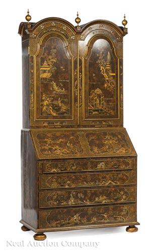 Georgian-Style Chinoiserie Secretary Bookcase (1 of 9)