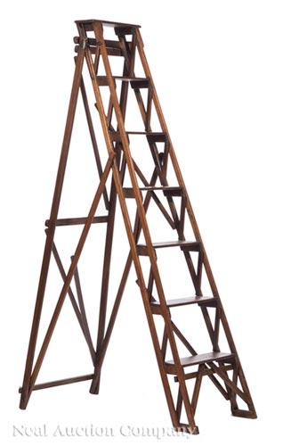 French Fruitwood Folding Library Ladder (1 of 9)