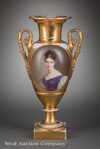 Paris Porcelain Polychrome and Gilt Portrait Vase (1 of 9)