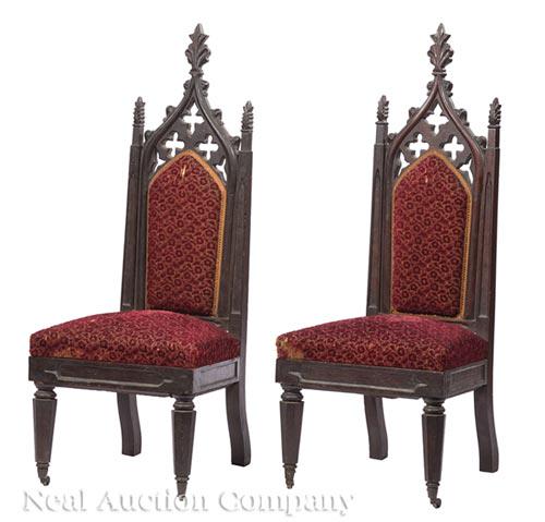 Carved Mahogany Parlor Chairs, attr. Brooks (1 of 8)