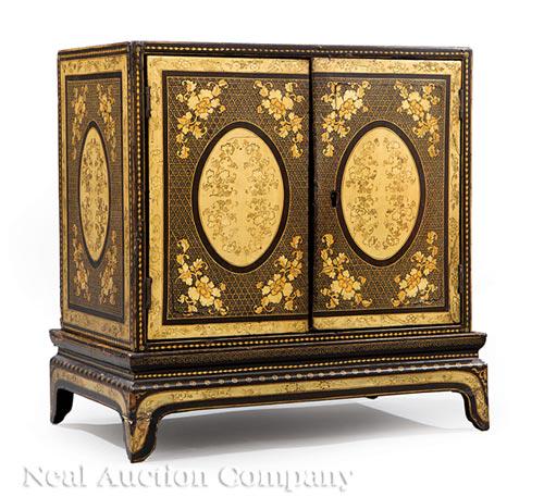 Chinese Export Black Lacquer Chest on Stand (1 of 8)