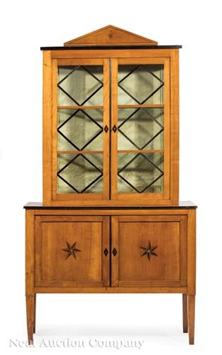 Biedermeir Ebonized and Inlaid Vitrine (1 of 4)