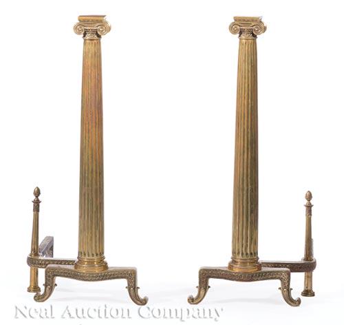 Large Pair of Continental Brass Andirons (1 of 2)