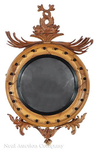 Georgian-Style Carved Pine Bullseye Mirro (1 of 7)