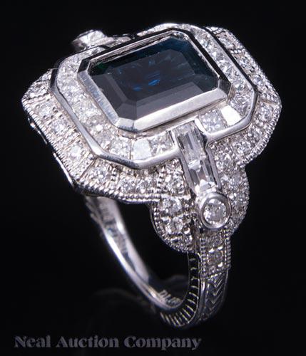 Platinum, Sapphire and Diamond Ring (1 of 6)