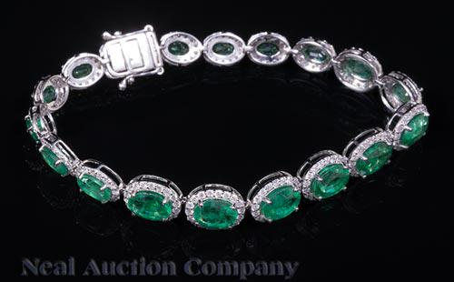 14 kt. White Gold, Emerald and Diamond Bracelet (1 of 2)