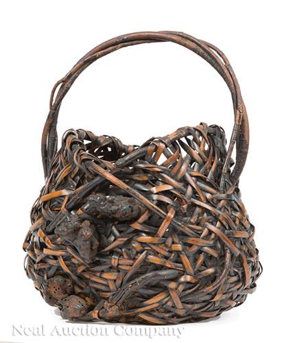 Japanese Embellished Woven Bamboo Ikebana Basket (1 of 7)