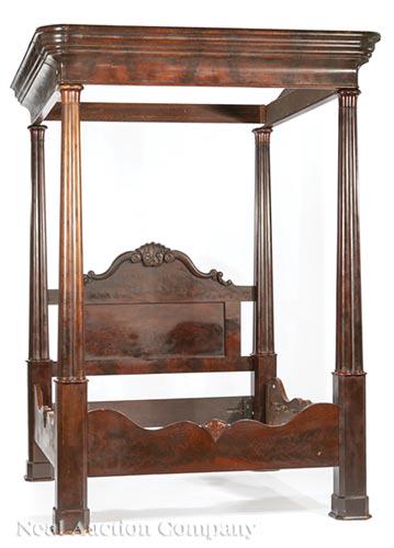 Late Classical Carved Mahogany Full Tester Bed (1 of 9)