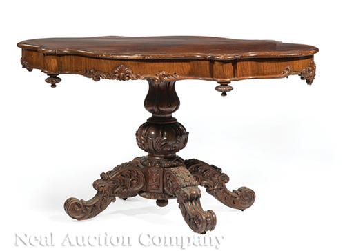 American Rococo Carved Rosewood Center Table (1 of 4)