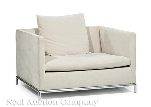 B & B Italia Beige Armchairs with Metal Frames (1 of 4)