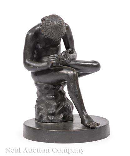 Patinated Bronze Figure of Seated Young Man (1 of 3)