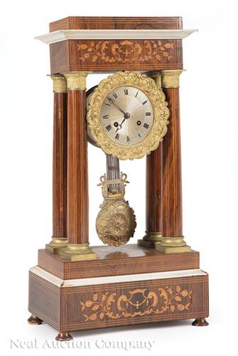 Bronze-Mounted Rosewood, Marquetry Portico Clock (1 of 1)