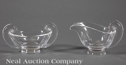 Steuben Glass Sugar Bowl and Cream Pitcher (1 of 2)