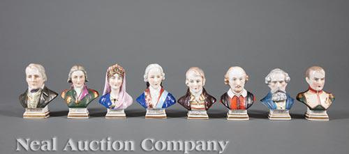 Eight German Polychrome Porcelain Portrait Busts (1 of 3)