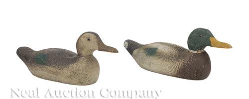 Pair of American Carved Wood Duck Decoys (1 of 2)