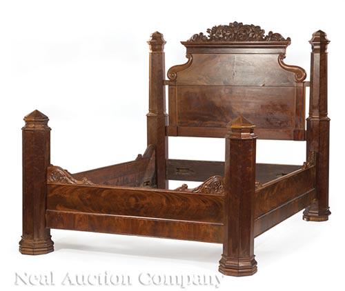 American Late Classical Carved Mahogany Bedstead (1 of 8)