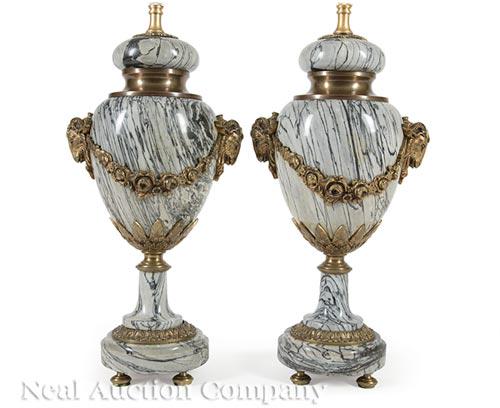 French Bronze-Mounted Marble Vasiform Table Lamps (1 of 1)