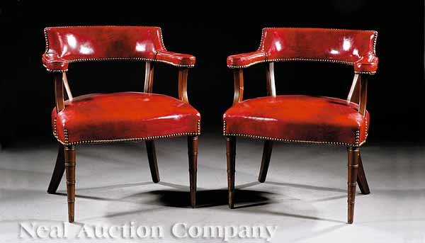 Pair of George III-Style Mahogany Club Chairs