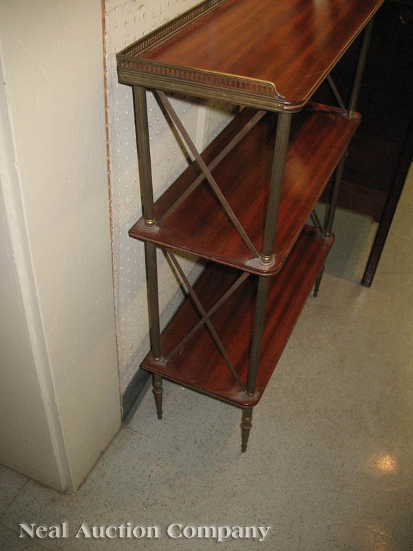 Pair of Regency-Style Mahogany and Brass Etageres - 3