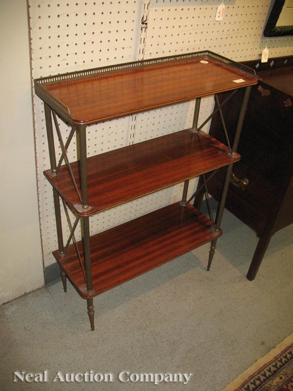 Pair of Regency-Style Mahogany and Brass Etageres - 5