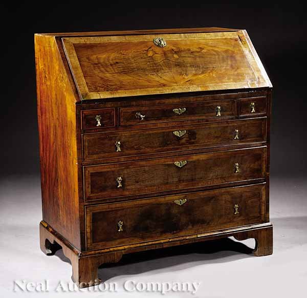 Queen Anne Inlaid Burled Walnut Bureau