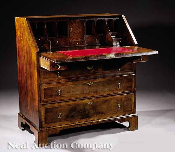 Queen Anne Inlaid Burled Walnut Bureau - 2
