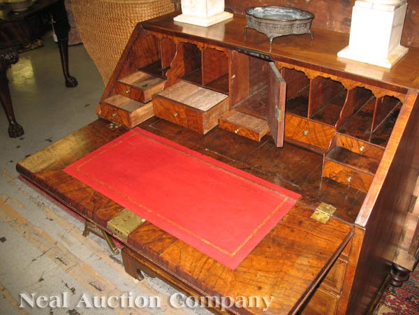 Queen Anne Inlaid Burled Walnut Bureau - 4