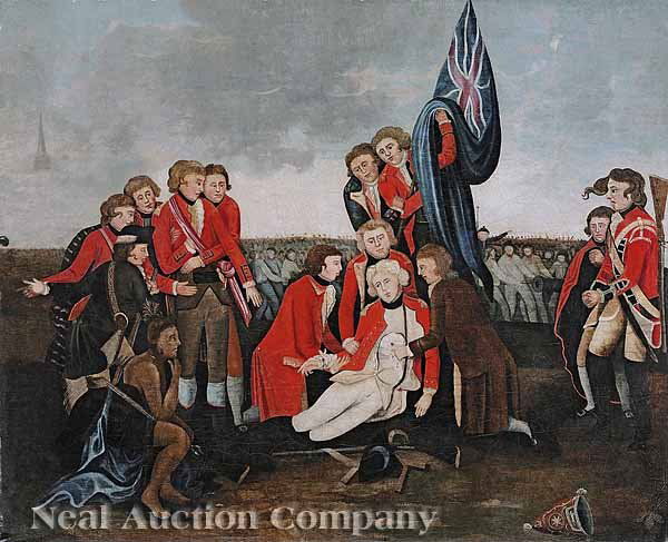 English School, early 19th c: English School, early 19th c., "The Death of General Wolfe", oil on canvas, unsigned, after the original of 1770 by Benjamin West (American/English 1738-1820) now in The National Gallery of Canada, 26