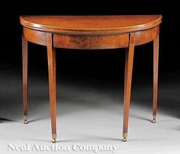 George III Inlaid Mahogany Foldover Tea Table
