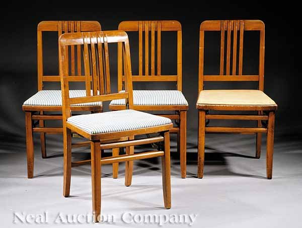 Four American Art Deco Mahogany Folding Chairs