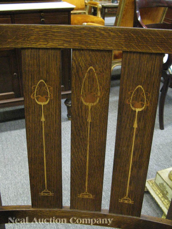 Stickley Harvey Ellis Oak, Inlaid Dining Chairs - 2