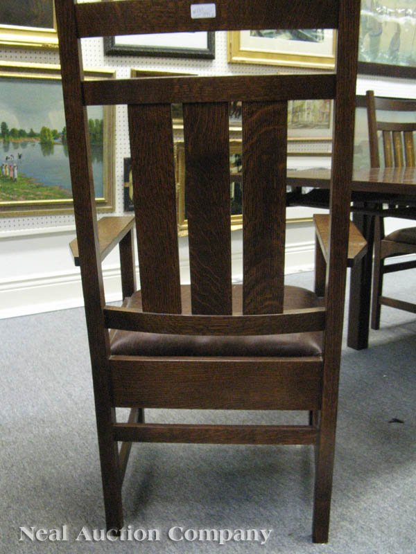 Stickley Harvey Ellis Oak, Inlaid Dining Chairs - 4