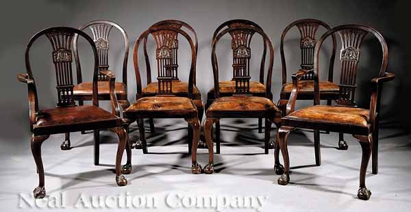 Georgian-Style Carved Mahogany Dining Chairs