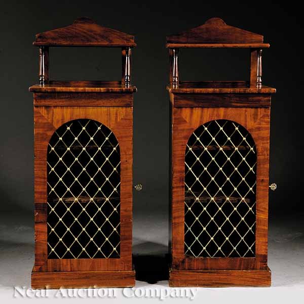 Pair of Regency-Style Mahogany Pedestal Cabinets
