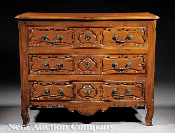 Louis XV-Style Carved Fruitwood Commode
