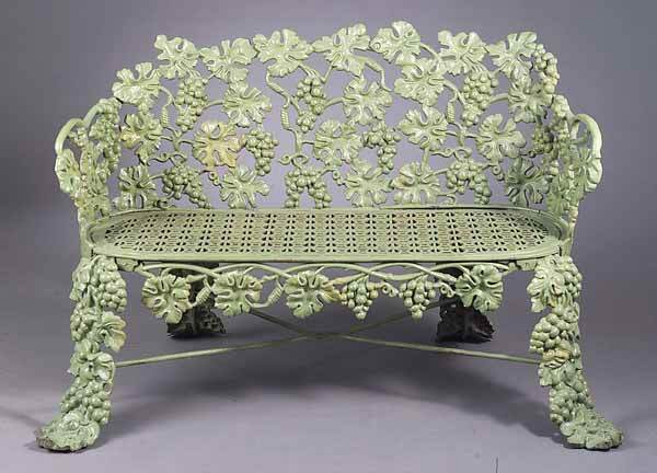 American Cast Iron Vintage Pattern: An American Cast Iron Vintage Pattern Bench , c. 1890, New York, John McClean, impressed mark on back of bench at edge of seat "JOHN MCLEAN/N.Y.", height 30 1/4 in., width 47 in., depth 28 in., Proven