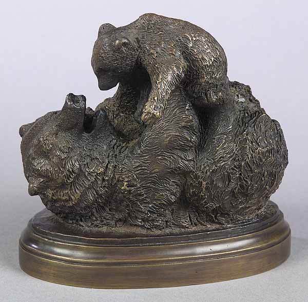 Anna Vaughn Hyatt Huntington (American: Anna Vaughn Hyatt Huntington (American, 1876-1973) , "Bear and her Cub", bronze, cast signature on base, height 6 in., width 6 in * NO RETURNS ARE ACCEPTED ON THE BASIS OF CONDITION * READ ALL SPECIFI